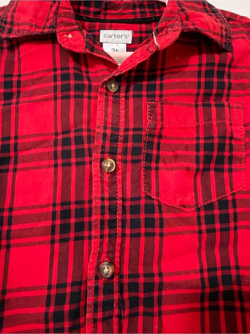 Carter's Red and Black Plaid Button-Down Shirt